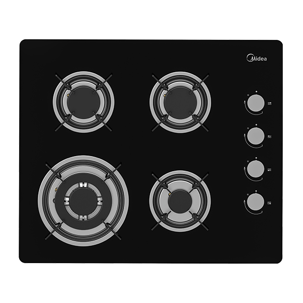 כיריים גז Midea 60GL403-B 60 ס"מ - 4 להבות SABAF, טורבו כפול 3.6kW וכפתורי צד