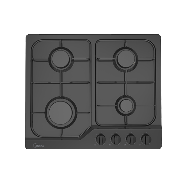 כיריים גז Midea 60SJ401 60 ס"מ - 4 להבות, משטח אמייל ורשתות אמייל — שחור
